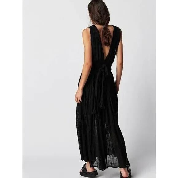 New Free People Jen's Pirate Booty Prism Maxi Dress $209 X-SMALL Black Boho - Picture 4 of 4
